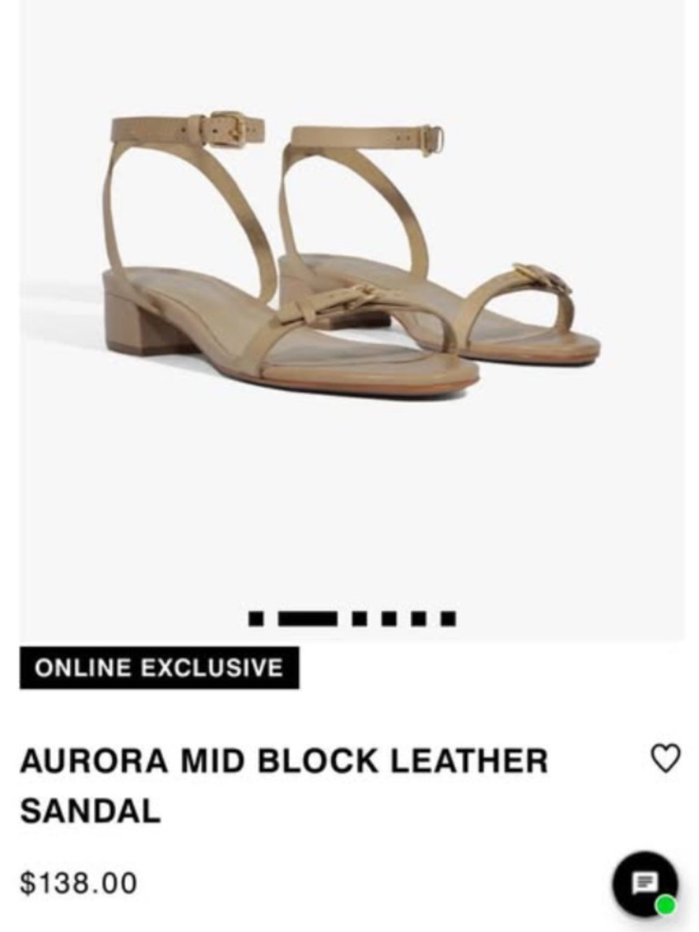 SCHUTZ Aurora Mid Block Leather Sandal 6.5 37 Nude